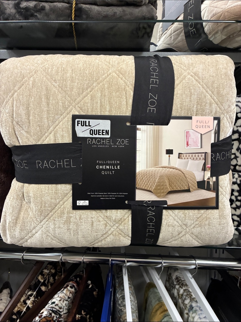 Rachel Zoe Chenille Quilt in Light Beige
